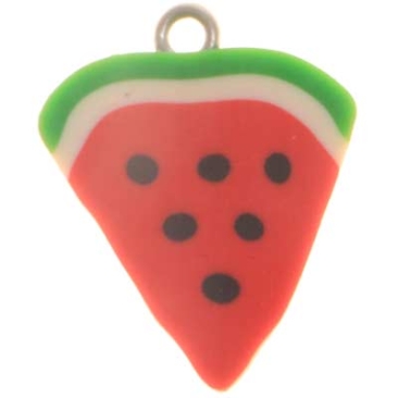 Pendant watermelon, 21.5 x 17.5 x 4.0 mm, material polymer clay