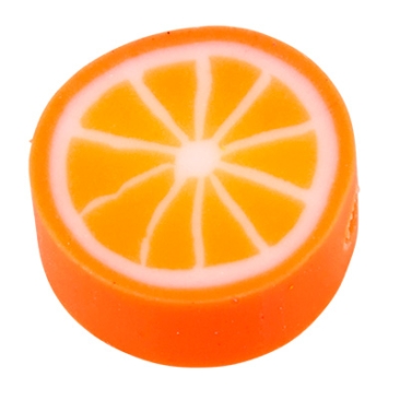 Perle Polymer Clay orange, orange, 10 x 4,5 mm, perçage : 1 mm
