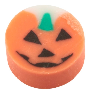 Halloween Polymer Clay Perle, RundKürbis, 10x4,5 mm, Bohrung: 1,5 mm