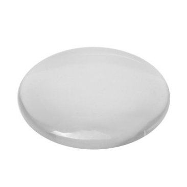 Basic glass cabochon, round 30 mm, dome, transparent