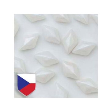 Matubo Gemduo perles, 8 x 5 mm, couleur : Pearl Shine White Czech Shield, tube d'environ 8 gr.