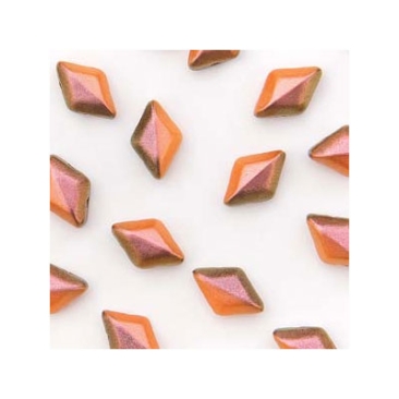 Matubo Gemduo perles, 8 x 5 mm, couleur : Duet Polychrome Carrot & SpIce, tube d'environ 8 gr.