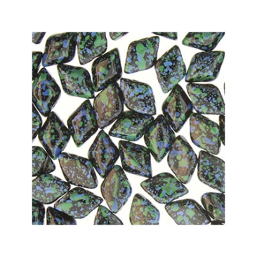 Matubo Gemduo beads, 8 x 5 mm, colour: Jet Blue Confetti , tube with approx. 8 gr.