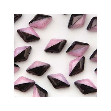 Matubo Gemduo beads, 8 x 5 mm, colour: Duet Black/White Lilac Luster, tube with approx. 8 gr.