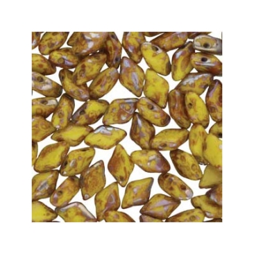 Matubo Gemduo Beads, 8 x 5 mm, Colour: Lemon Rembrandt , Tube with approx. 8 gr.