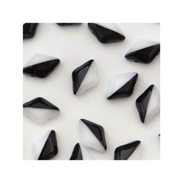 Matubo Gemduo perles, 8 x 5 mm, couleur : Duet Black/White Opaque, tube d'environ 8 gr.
