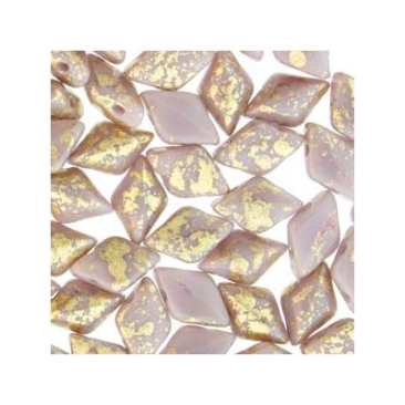 Matubo Gemduo beads, 8 x 5 mm, colour: Gold Splash Purple Opaque, tube with approx. 8 gr.