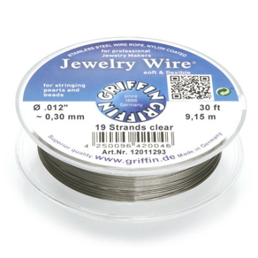 Griffin Jewellery Wire diameter 0.30 mm, 19 strands, length 9.15 metres, stainless steel with nylon sheathing