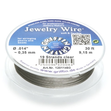 Griffin Jewellery Wire diameter 0.35 mm, 19 strands, length 9.15 metres, stainless steel with nylon sheathing