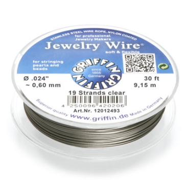 Griffin Jewellery Wire diameter 0.60 mm, 19 strands, length 9.15 metres, stainless steel with nylon sheathing