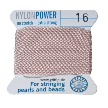 Beaded silk, nylon power, 1.05 mm, light pink, 2 m