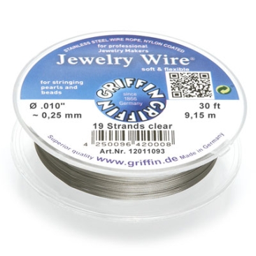 Griffin Jewellery Wire diameter 0.25 mm, 19 strands, length 9.15 metres, stainless steel with nylon sheathing