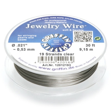 Griffin Jewellery Wire diameter 0.53 mm, 19 strands, length 9.15 metres, stainless steel with nylon sheathing