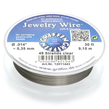 Griffin Jewellery Wire diameter 0.35 mm, 49 strands, length 9.15 metres, stainless steel with nylon sheathing