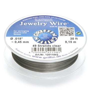 Griffin Jewellery Wire diameter 0.45 mm, 49 strands, length 9.15 metres, stainless steel with nylon sheathing