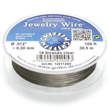 Griffin Jewellery Wire diameter 0.30 mm, 19 strands, length 30.5 metres, stainless steel with nylon sheathing