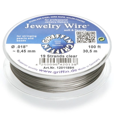 Griffin Jewellery Wire diameter 0.45 mm, 19 strands, length 30.5 metres, stainless steel with nylon sheathing