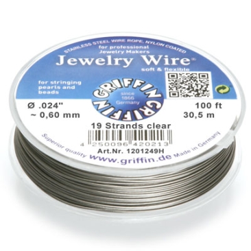 Griffin Jewellery Wire diameter 0.60 mm, 19 strands, length 30.5 metres, stainless steel with nylon sheathing
