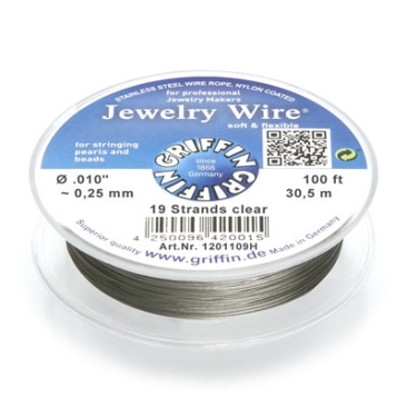 Griffin Jewellery Wire diameter 0.25 mm, 19 strands, length 30.5 metres, stainless steel with nylon sheathing