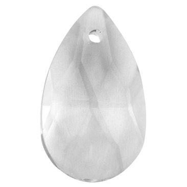 Facettierter Glasanhänger für Sun Catcher, Form: Tropfen, transparent, Größe: 22 x 13 x 7 mm, Öse: 1 mm