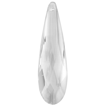 Facettierter Glasanhänger für Sun Catcher, Form: Tropfen , transparent, Größe: 76,5 x 22 x 18 mm, Öse: 1 mm