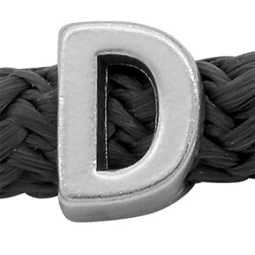 Grip-It Slider letter D, for ribbons up to 5mm diameter, silver plated