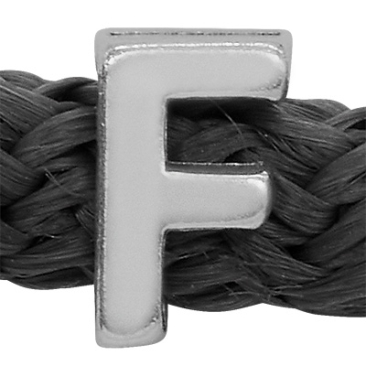 Grip-It Slider letter F, for ribbons up to 5mm diameter, silver plated