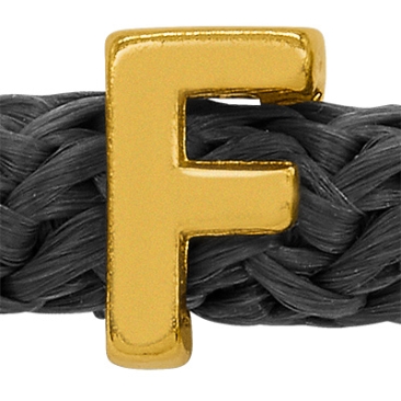 Grip-It Slider letter F, for ribbons up to 5mm diameter, gold plated