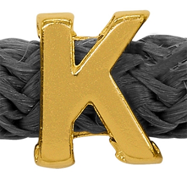 Grip-It Slider letter K, for ribbons up to 5mm diameter, gold plated