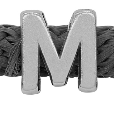 Grip-It Schuiver letter M, voor linten tot 5mm diameter, verzilverd