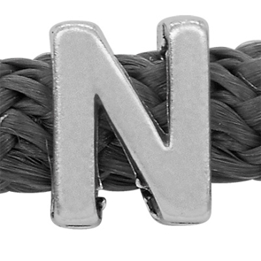 Grip-It Slider letter N, for ribbons up to 5mm diameter, silver plated