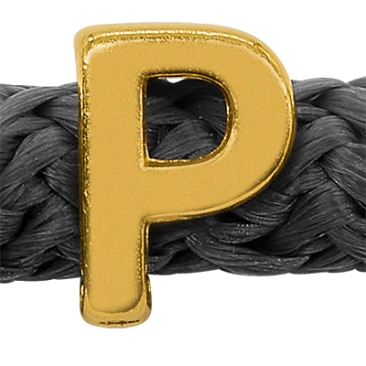 Grip-It Slider letter P, for ribbons up to 5mm diameter, gold plated