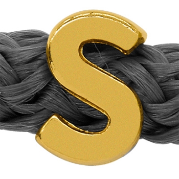 Grip-It Slider letter S, for ribbons up to 5mm diameter, gold plated