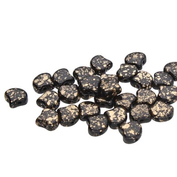 Matubo Ginko Perlen, 7,5 x 7,5 mm, Farbe: Jet Gold Splash, Röhrchen mit ca. 22 gr