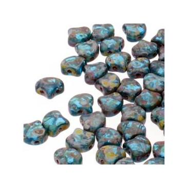 Matubo Ginko Perlen, 7,5 x 7,5 mm, Farbe: Aqua Travertine, Röhrchen mit ca. 22 gr