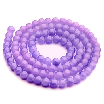 Glasperlen, Jadelook, Kugel, violett, Durchmesser 4 mm, Strang mit ca. 200 Perlen