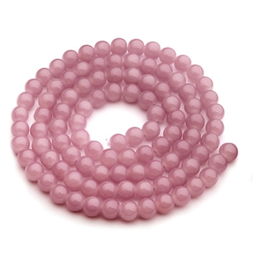 Perles de verre, jadelook, boule, light coral, diamètre 6 mm, écheveau d'environ 130 perles