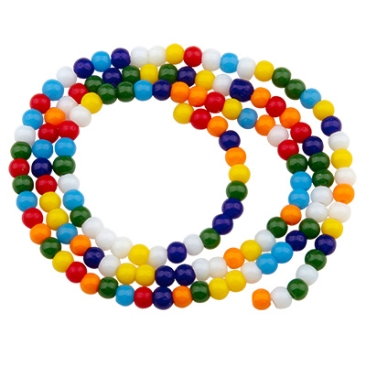 Glass beads strand Rondell, 3 x 2,5 mm, multicolour,opaque, , length approx. 34 cm