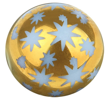 Glaskraal, bol, diameter 10 mm, patroon: gegalvaniseerde sterren
