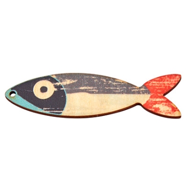 Pendentif en bois, poisson, 65 x 17 mm