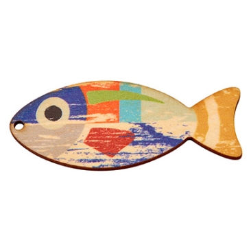Pendentif en bois, poisson, 65 x 27 mm