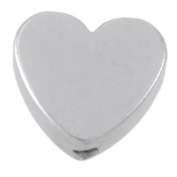 Ketting van hematiet kralen, hart, 6 x 6 mm, verzilverd gegalvaniseerd, lengte ca. 39 cm