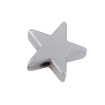Brin de perles d'hématite, étoile, 6 x 6 mm, galvanisé couleur platine. Longueur env. 39 cm