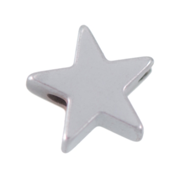Brin de perles d'hématite, étoile, 8 x 8 mm, galvanisé couleur platine, longueur environ 39 cm