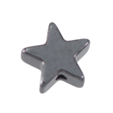 Brin de perles d'hématite, étoile, 6 x 6 mm, noir, longueur environ 39 cm