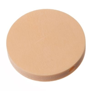 Wooden bead disc, 25 x 5 mm, natural colour