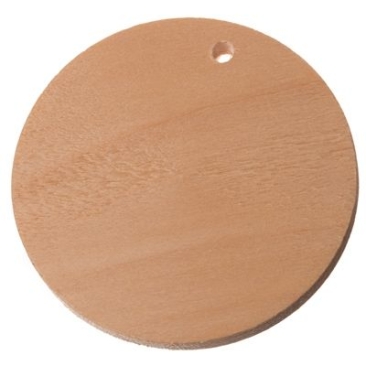 Wooden pendant disc, 35 x 5 mm, natural colour
