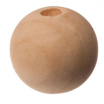 Perle en bois, boule, 12 mm, couleur naturelle