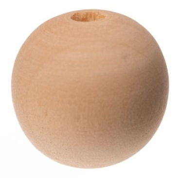 Perle en bois, boule, 20 mm, couleur naturelle