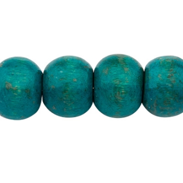 Perle en bois, laquée, turquoise, 8 x 7 mm, taille du trou 3 mm